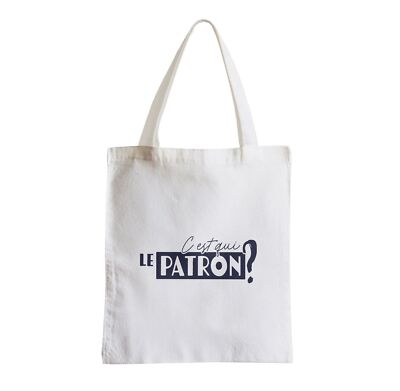 Stofftasche Wer ist der Patron? Kinderwitz Wortspiel Humor Mann