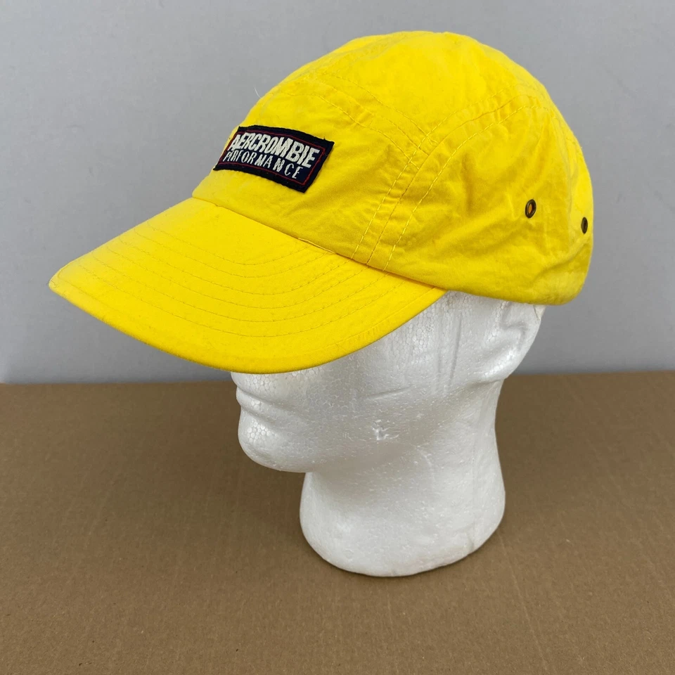 Gorra de nailon vintage Abercrombie & Fitch Performance talla única amarilla años 90 EE. UU. Foto 3 de 4