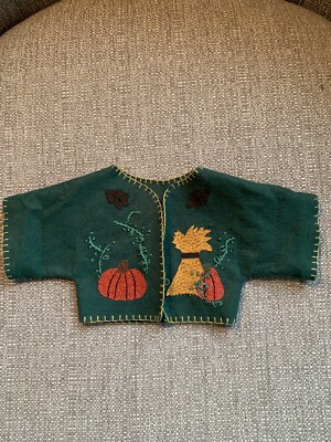 Vintage 1995 Tender Heart Treasures Fall Pumpkin Jacket Green Orange Clothes