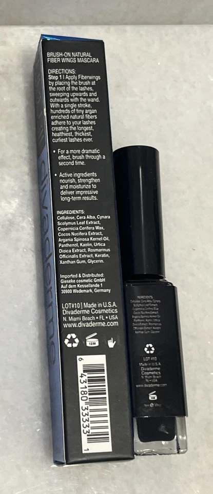 2 Alas Divaderme Fiber II Rímel Fibra Natural + Tratamiento Potenciador de Argán .3oz Foto 2 de 2