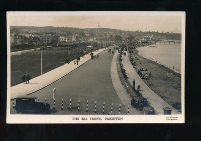 devon-paignton-the-sea-front-used-1935-rp-ppc-local-pub-cox-ebay-uk