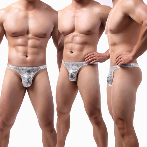 Men Faux Leather G-string Thong T-back Lingerie Briefs Sexy Underwear Panties US - Picture 14 of 25