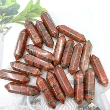 500pcs Natural Sesame Stone Healing Hexagonal Column Reiki for Home Decor 30x8mm