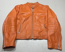 Wilson’s 100% Leather Maxima Motorcycle Jacket Orange Zip Front Womens Sz: 2xl