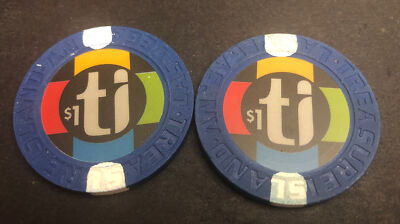 (Lot of 2) TREASURE ISLAND $1 Casino Chip Las Vegas Nevada Retired Obsolete B