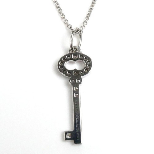 Tiffany & Co. Vintage Oval Key Diamond Necklace 18K WG oro blanco 15,7 pulgad... - Imagen 3 de 7