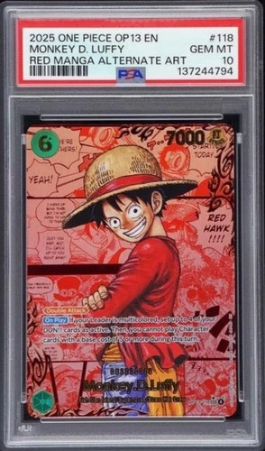 Op13-118 red manga luffy psa 10