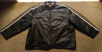 Arizona Jean Co. Leather Moto Jacket 3XL – Black w/ Tan & White