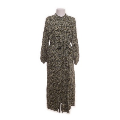 H&M, Maxikleid, Größe: M, Schwarz/Grün/Gelb, Viskose, Blumen, Damen #ugy