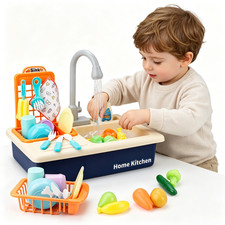 Kitchen Pretend Play Toy Mini Sink with Real Faucet Running Water Toy For Boys
