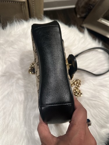 Gucci GG Marmont Diagonal/GG Crossbody Small Beige/Brown Canvas/Leather - Picture 2 of 7