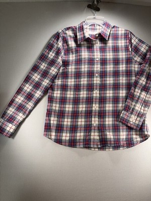 untuckit shirt women's size 10 Cotton Plaid Sadie button up long sleeve Blouse