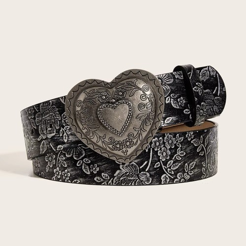 Love Heart Buckle Pattern Women Belt Casual Jeans Vintage Belts Women Girls - Picture 6 of 7