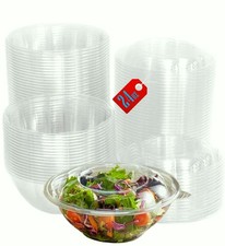 Clear Plastic Salad Bowls with Snap-On Lids 50 Pack -Airtight Disposable Salad