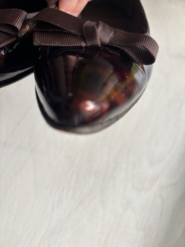 Stuart Weitzman Tortoise Shell Patent Leather Bow Flats Size 7 M Made In Spain - Picture 9 of 18