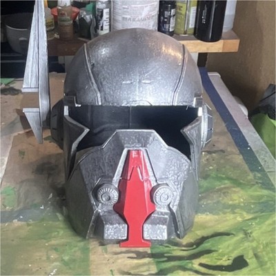 Star Wars The Shea Vizsla Helmet Silver Red Costume Prop