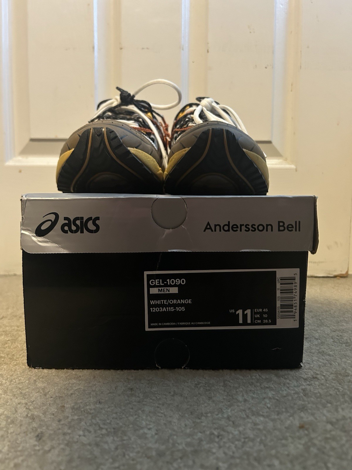 Size 11 - ASICS Andersson Bell x Gel 1090 White Orange Preowned Original Box image 4