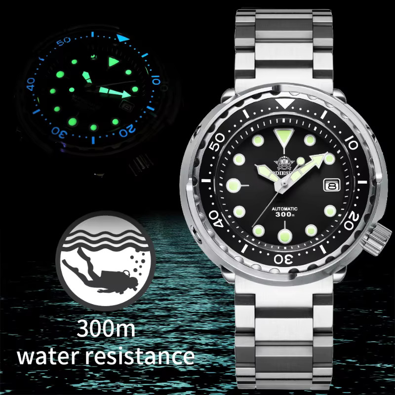Automatic Mechanical Diving Watch Waterproof Stainless Steel Scratch Proof 30Bar