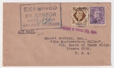 WW2 Ministry of Information Censor Cover 1944 Missent to Kansas City 1s3d Airmai