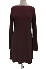 M&S Women's Dress Dark Grape Metallic Jersey Foil Bodycon Long Sleeve Mini New