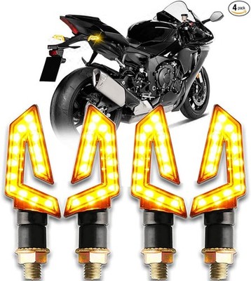4PCS Arrow Motorbike Turn Signals 15 LED 12V Blinkers Indicators Amber Lamp Comp