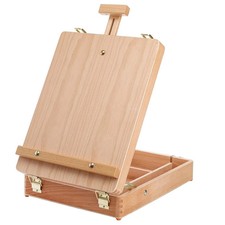 Wood Tabletop Easel Storage Box Beechwood Portable Sketchbox for Painting Adj...