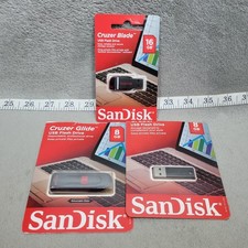Lot of 3 SanDisk USB Flash Drives 16GB 8GB (2 are New Sealed) Tested Bundle Read