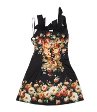 Urban Outfitters Dress Womens XS Floral Angel Print Sleeveless Mini Cherub Art