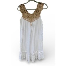 New Z&L Womens White Crochet Neckline Tassel Mini Dress Boho Beach Vacation