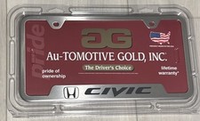 Honda Civic License Plate Frame Stainless Steel Silver- Automotive Gold Honda Civic License Plate Frame Stainless Steel Silver- Automotive Gold