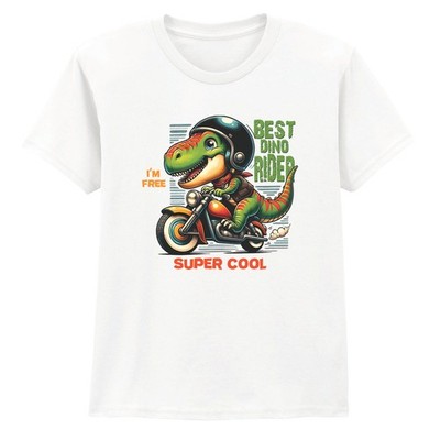 Jungen Dino Reiter Kinder T-Shirt Super Cartoon lustig süß Tierliebhaber Geburtstag Geschenk