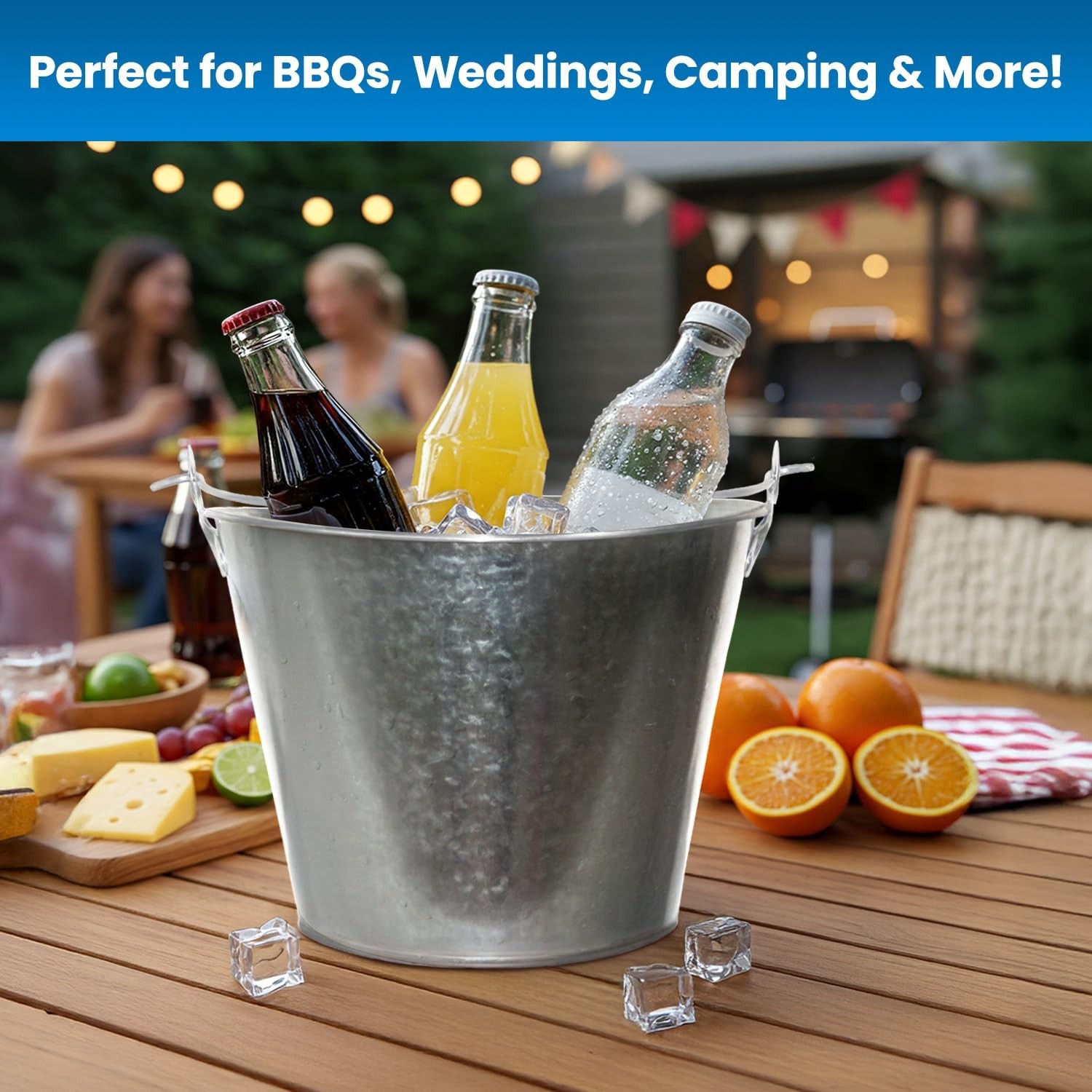 PLEXON Galvanized Metal Ice Bucket for Parties Coctail Bar Restaura... Fast Ship