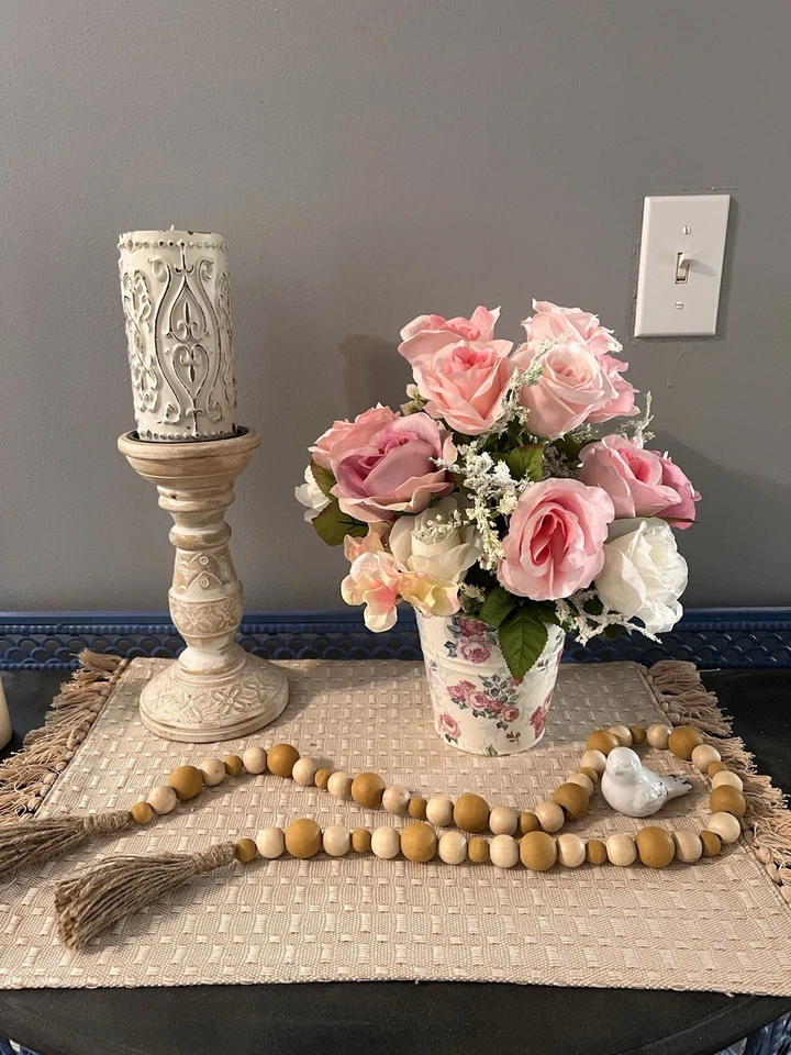 Conjunto de guirnalda y arreglos florales de rosa rosa Cottagecore, decoración de habitación para niñas Foto 4 de 4