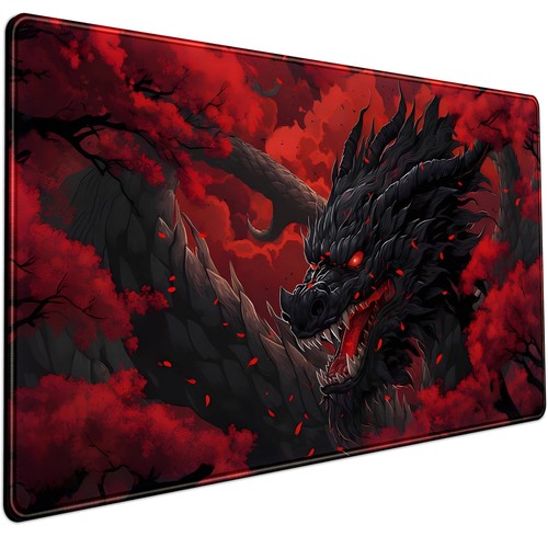 Huge Dragon Large Pad Red and Black Mousepad Red Desk Mat, Big Full Keyboard ...