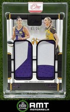 Kelsey Plum Cameron Brink 2025 Panini One and One WNBA 3/25 Dual Patch Purple