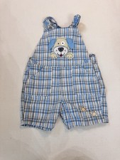 Vintage B.T. Kids Boys Plaid Blue Overalls Puppy Size 18 Months