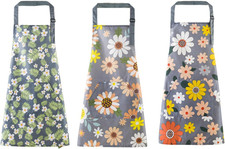 3 PCS Floral Aprons with Pockets, Womens Waterproof Apron with Adjustable Cookin
