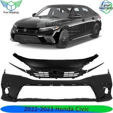 Front Bumper Cover Paintable & Grille Assembly Kit For 2022-2023 Honda Civic
