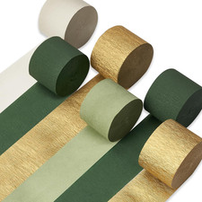 Sage Green Crepe Paper Streamers 6 Rolls 492 Ft Pack of Hunter Sage Green Gold S