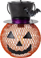 Halloween Hanging Solar Lantern Waterproof Outdoor, LED Lights Orange - Bat