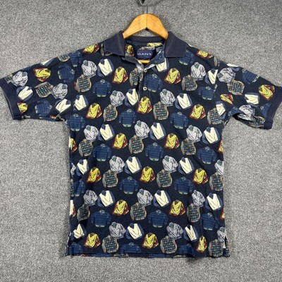 GANT Shirt Mens Small All Over Print Polo Sweater Pattern 90s Vintage Rare