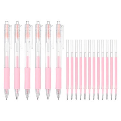 Quick Dry Glue Pen, Pink Ballpoint Roller Glue with Extra Refill, 6 Pcs