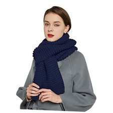 Winter Chunky Knit Scarf Warm Thick Wrap Pattern Long for Men and Women Blue