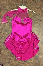 Balsia Medium Adult Dance Costume Pink Silver Arm Pieces