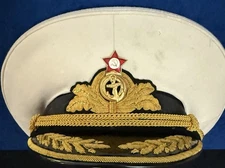 Nice Soviet Union Admiral White Military Hat 43 U3NK Mockba 87 56 + Extra Cover