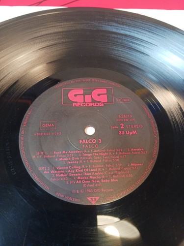 Falco 3 VINYL Good - VG GiG records Vinyl LP - Picture 11 of 24