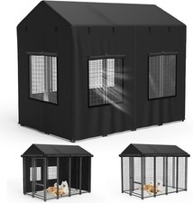 Outdoor Dog Kennel Cover 600D Heavy Duty Full Coverage for 8' Dx4' Wx6' H Dog