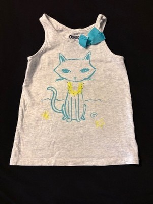 oshkosh b'gosh light gray tank with cat size 5T
