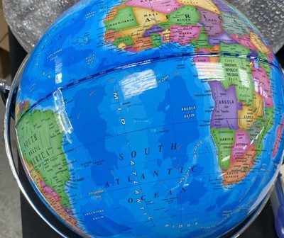 13'' WORLD GLOBE DUAL-AXIS 720 OMNIDIRECTIONAL ROTATION STAINLESS STEEL STAND/z