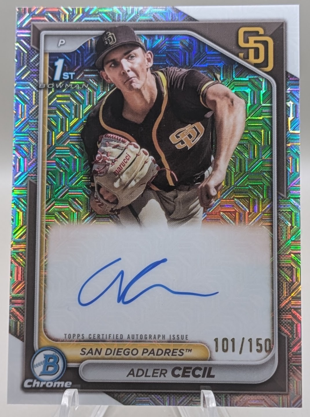 2024 Bowman Chrome ADLER CECIL Padres 1st HTA Choice Refractor /150 AUTO